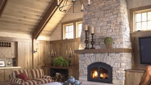 Fireplace in a wooden house