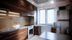  Small kitchen area of ​​5 square meters. m with fridge