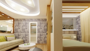  डिजाइन बेडरूम लिविंग रूम 14-15 वर्ग मीटर। मीटर