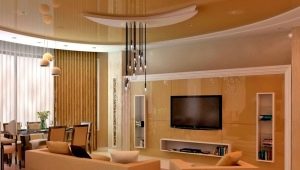  Plasterboard ceilings for living room: modern options in the interior