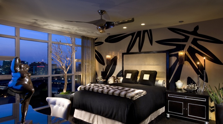 تصميم غرفة نوم سوداء 56 صورة غرفة نوم بألوان داكنة مع ذهب مع سرير أسود