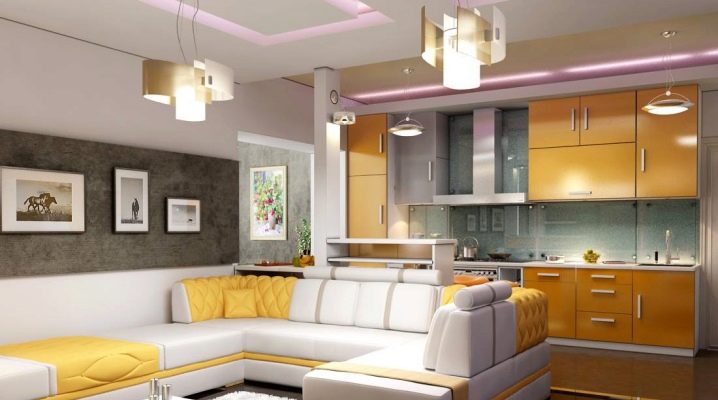 Virtuvės-svetainės kambario interjeras: stilingas kombinuoto kambario dizainas